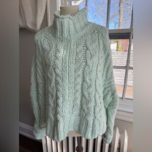 Anthropologie Mint Cable Knit Turtleneck Sweater - Women M